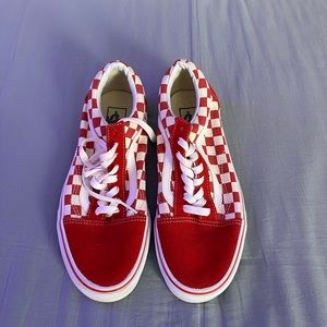 red and white checkered old school vans